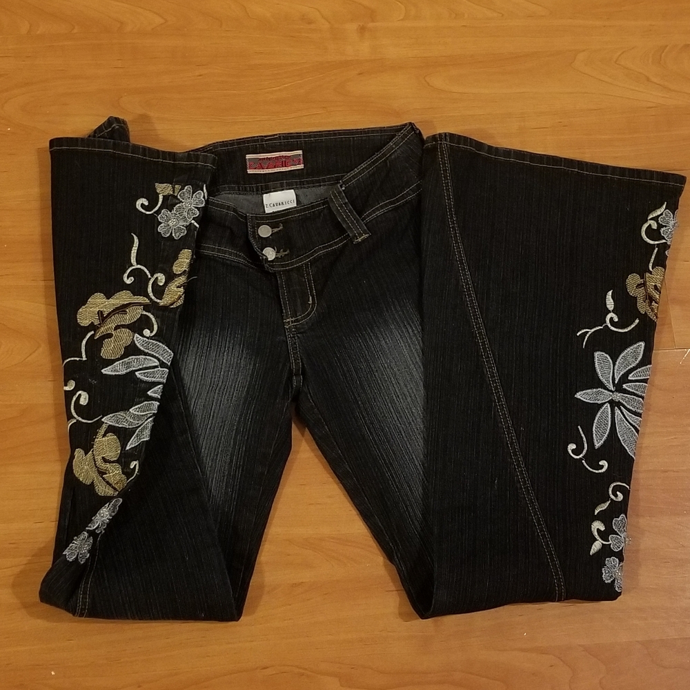 Vintage Z Cavaricci embroidered bell bottoms